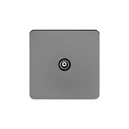 Soho Lighting Black Nickel Flat Plate 1 Gang TV Socket Blk Ins Screwless