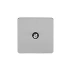 Soho Lighting Brushed Chrome Flat Plate 1 Gang Satellite Socket Blk Ins Screwless