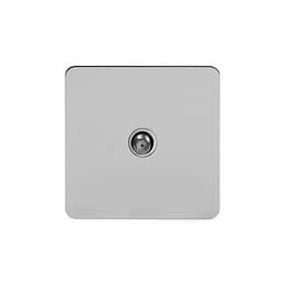 Soho Lighting Brushed Chrome Flat Plate 1 Gang Satellite Socket Wht Ins Screwless