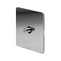 The Finsbury Collection Polished Chrome Flat Plate 1 Gang Satellite Socket Blk Ins Screwless
