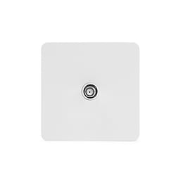 Soho Lighting White Metal Flat Plate 1 Gang Satellite Socket Wht Ins Screwless