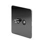 The Connaught Collection Black Nickel Flat Plate TV+ Satellite Socket Blk Ins Screwless