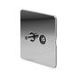 The Finsbury Collection Polished Chrome Flat Plate TV+ Satellite Socket Blk Ins Screwless