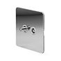 The Finsbury Collection Polished Chrome Flat Plate TV+ Satellite Socket Wht Ins Screwless