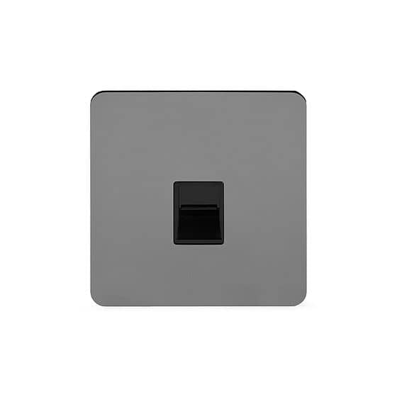 Soho Lighting Black Nickel Flat Plate 1 Gang Tel Master Socket