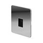 The Finsbury Collection Polished Chrome Flat Plate 1 Gang Telephone Master Socket BT Blk Ins Screwless