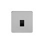 Soho Lighting Brushed Chrome Flat Plate 1 Gang Data Socket RJ45 Cat5 Blk Ins Screwless