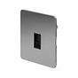 The Lombard Collection Brushed Chrome Flat Plate 1 Gang Data Socket RJ45 Ethernet Cat5/Cat6 Blk Ins Screwless