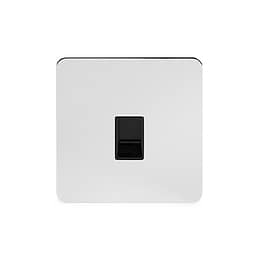 Soho Lighting Polished Chrome Flat Plate 1 Gang Data Socket RJ45 Cat5 Blk Ins Screwless