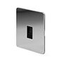 The Finsbury Collection Polished Chrome Flat Plate 1 Gang Data Socket RJ45 Ethernet Cat5/Cat6 Blk Ins Screwless