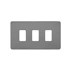 Soho Lighting Black Nickel Flat Plate 3 Gang Grid Switch Plate Screwless