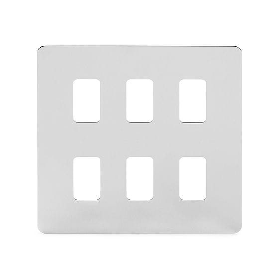 Soho Lighting Polished Chrome Flat Plate 6 Gang Grid Plate Screwless