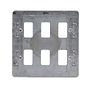 The Eldon Collection White Metal Flat Plate 6 Gang RM Rectangular Module Grid Switch Plate