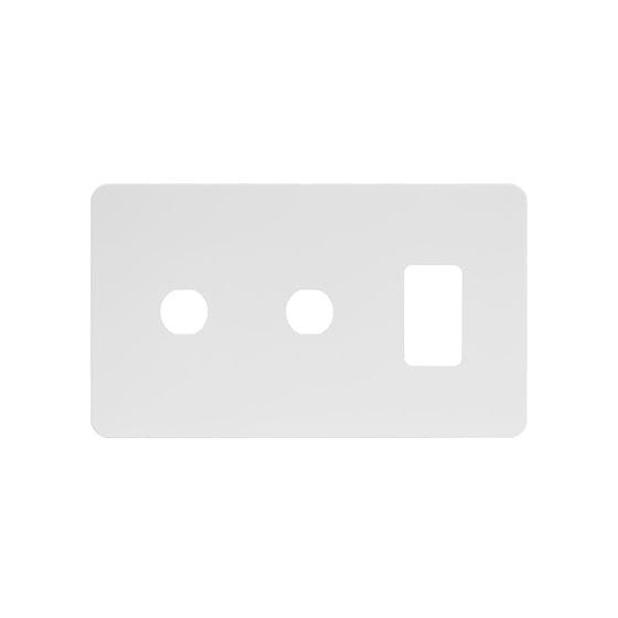 The Eldon Collection White Metal Flat Plate 3 Gang 1RM+2CM Dual Module Grid Switch Plate