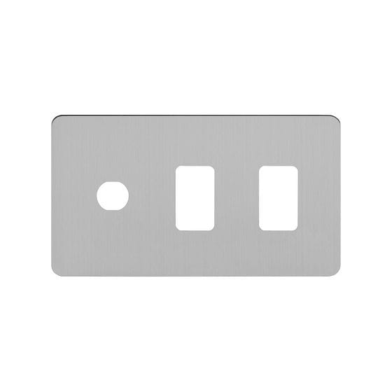 The Lombard Collection Brushed Chrome Flat Plate 3 Gang 2RM+1CM Dual Module Grid Switch Plate