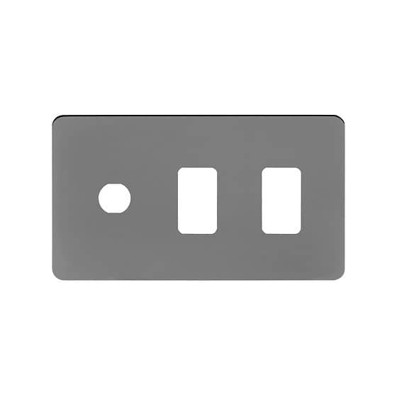 The Connaught Collection Black Nickel Flat Plate 3 Gang 2RM+1CM Dual Module Grid Switch Plate