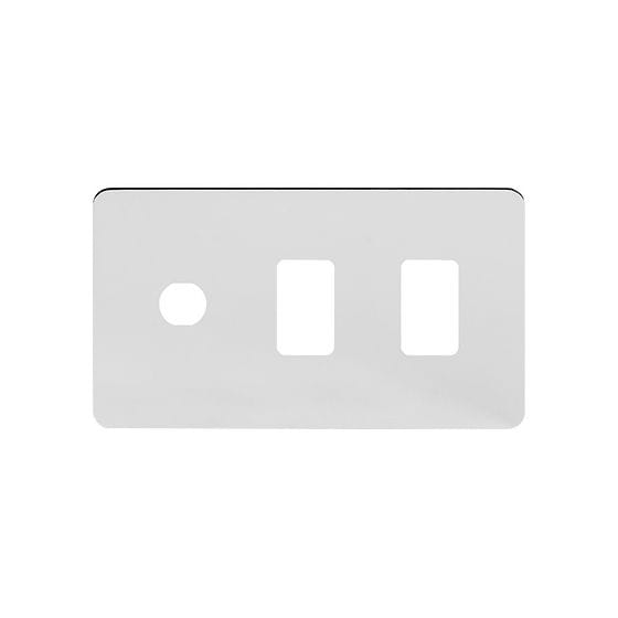 The Finsbury Collection Polished Chrome Flat Plate 3 Gang 2RM+1CM Dual Module Grid Switch Plate
