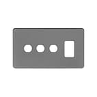 The Connaught Collection Black Nickel Flat Plate 4 Gang 1RM+3CM Dual Module Grid Switch Plate