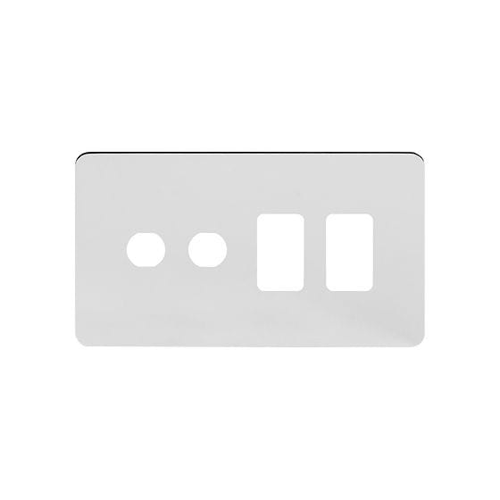The Finsbury Collection Polished Chrome Flat Plate 4 Gang 2RM+2CM Dual Module Grid Switch Plate