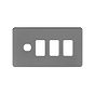 The Connaught Collection Black Nickel Flat Plate 4 Gang 3RM+1CM Dual Module Grid Switch Plate