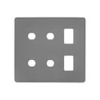 The Connaught Collection Black Nickel Flat Plate 6 Gang 2RM+4CM Dual Module Grid Switch Plate