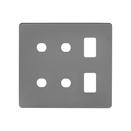 The Connaught Collection Black Nickel Flat Plate 6 Gang 2RM+4CM Dual Module Grid Switch Plate