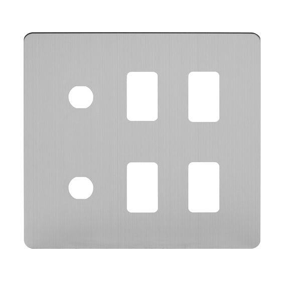 The Lombard Collection Brushed Chrome Flat Plate 6 Gang 4RM+2CM Dual Module Grid Switch Plate