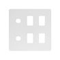 The Eldon Collection White Metal Flat Plate 6 Gang 4RM+2CM Dual Module Grid Switch Plate