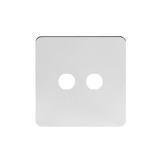 The Finsbury Collection Polished Chrome Flat Plate 2 Gang CM Circular Module Grid Switch Plate