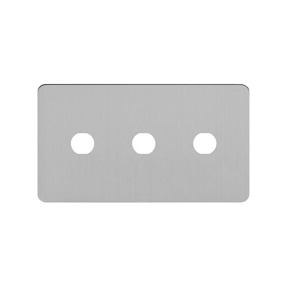 The Lombard Collection Brushed Chrome Flat Plate 3 Gang CM Circular Module Grid Switch Plate