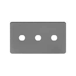 The Connaught Collection Black Nickel Flat Plate 3 Gang CM Circular Module Grid Switch Plate