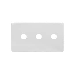 The Finsbury Collection Polished Chrome Flat Plate 3 Gang CM Circular Module Grid Switch Plate