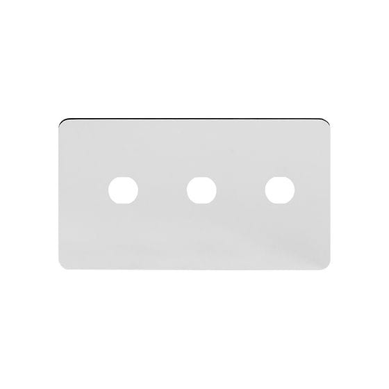 The Finsbury Collection Polished Chrome Flat Plate 3 Gang CM Circular Module Grid Switch Plate