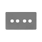 The Connaught Collection Black Nickel Flat Plate 4 Gang CM Circular Module Grid Switch Plate
