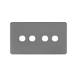 The Connaught Collection Black Nickel Flat Plate 4 Gang CM Circular Module Grid Switch Plate