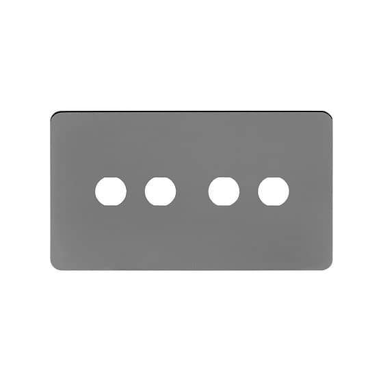 The Connaught Collection Black Nickel Flat Plate 4 Gang CM Circular Module Grid Switch Plate