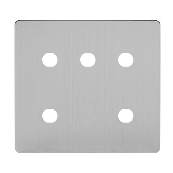 The Lombard Collection Brushed Chrome Flat Plate 5 Gang CM Circular Module Grid Switch Plate
