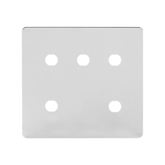 The Finsbury Collection Polished Chrome Flat Plate 5 Gang CM Circular Module Grid Switch Plate