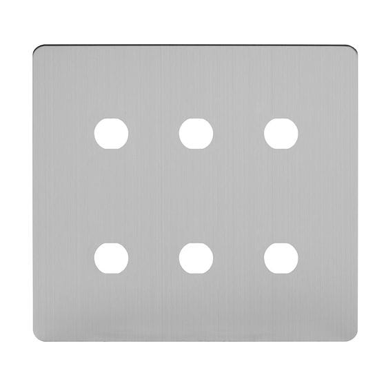 The Lombard Collection Brushed Chrome Flat Plate 6 Gang CM Circular Module Grid Switch Plate