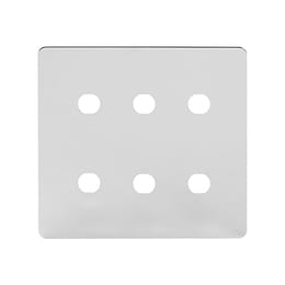 The Finsbury Collection Polished Chrome Flat Plate 6 Gang CM Circular Module Grid Switch Plate