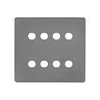 The Connaught Collection Black Nickel Flat Plate 8 Gang CM Circular Module Grid Switch Plate