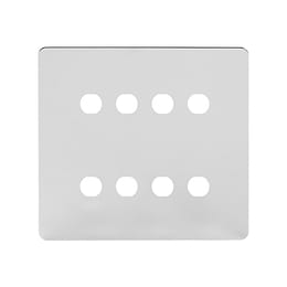 The Finsbury Collection Polished Chrome Flat Plate 8 Gang CM Circular Module Grid Switch Plate