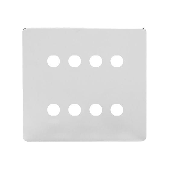 The Finsbury Collection Polished Chrome Flat Plate 8 Gang CM Circular Module Grid Switch Plate