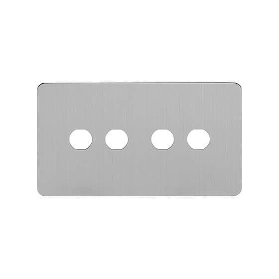 Soho Lighting Brushed Chrome Flat Plate 4 Gang Toggle Plates Screwless
