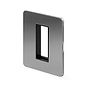 The Lombard Collection Brushed Chrome Black Insert Flat Plate 1 x25mm EM-Euro Module Faceplate