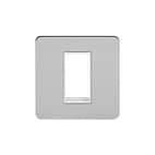 Soho Lighting Brushed Chrome Flat Plate Single Data Plate 1 Module Wht Ins Screwless