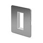 The Lombard Collection Brushed Chrome White Insert Flat Plate 1 x25mm EM-Euro Module Faceplate