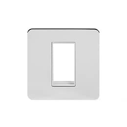 Soho Lighting Polished Chrome Flat Plate Single Data Plate 1 Module Wht Ins Screwless