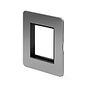 The Lombard Collection Brushed Chrome Black Insert Flat Plate 2 x25mm EM-Euro Module Faceplate