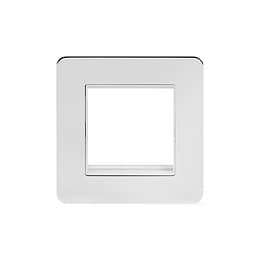 Soho Lighting Polished Chrome Flat Plate Single Data Plate 2 Modules Wht Ins Screwless